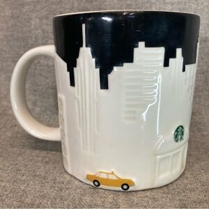 Starbucks Collector Series Relief Mug New York City 2010 Black White Yellow Cab
